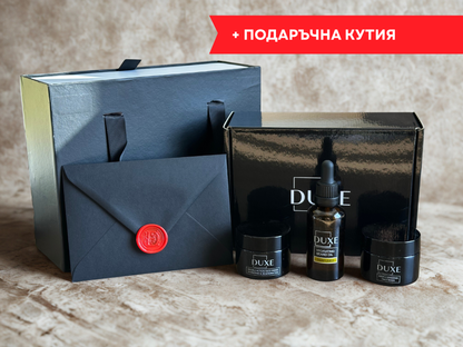 Подаръчен комплект за брада DUXE BeardFace Trio Set – грижа за лице и брада в луксозна кутия