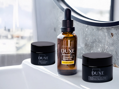 Продукти от DUXE BeardFace Trio Set – комплект за брада с face wash, крем за лице и олио за брада
